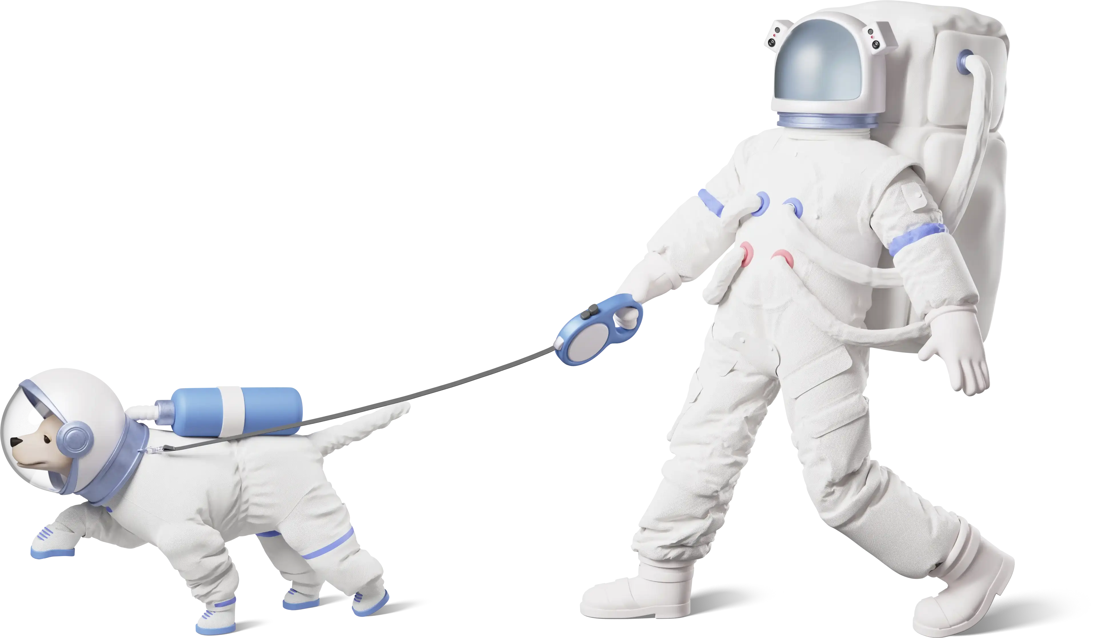 Astronaut walking space dog